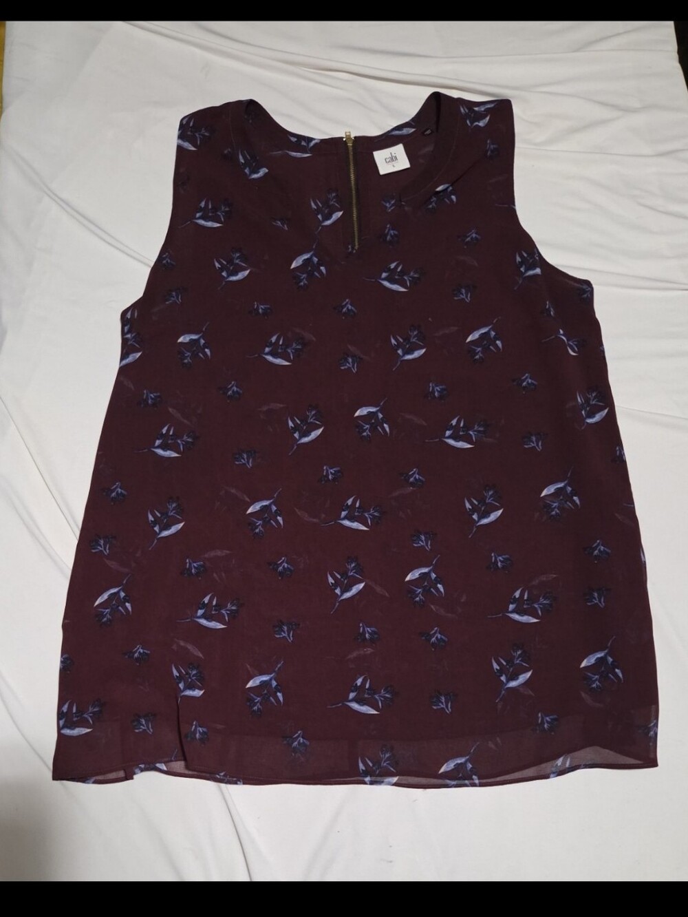 Cabi women's large purple blue floral blouse #30